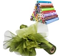 Time to Sparkle 26M x 29cm Sheer Organza Roll Sash Fabric Table Runner Sashes Chair Cover Bows Swags Wedding Party - Olive Green