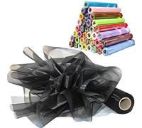 Time to Sparkle 26M x 29cm Sheer Organza Roll Sash Fabric Table Runner Sashes Chair Cover Bows Swags Wedding Party - Black
