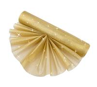 Time to Sparkle 29cm*10m Sheer Organza Roll Sash Fabric Table Runner Sashes Chair Cover Bows Swags Wedding Party -Glitter Gold