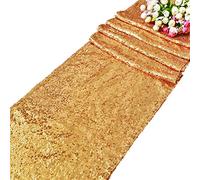 Time to Sparkle 2pcs Glitter Sequin Table Runner 12x108inches Chair Sashes Swags Wedding Party Table Decoration- Sequin Champagne Gold