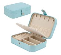 Time to Sparkle 2PCS Travel Jewelry Box PU Leather Jewelry Organizer for Girls, Double Layer Portable Mini Case Display Storage Holder Boxes for Stud Earrings Rings Necklaces Bracelets Blue