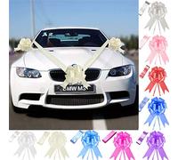 Time to Sparkle 3 Bows + 7M Ribbon Wedding Car Ribbon Decoration Kit Wrapping Large Bow (Ivory)