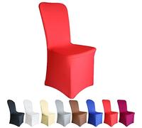 Time to Sparkle 30 Pack Chair Covers Spandex Lycra Stretch Slipcovers Dining Chair Cover Wedding Banquet Party Flat Front (Red)
