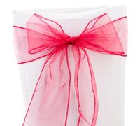 Time to Sparkle 30PCS 17x280cm Organza Chair Sashes Wider Fuller Cover Party Decoration Bow Sashes for Wedding -Crimson
