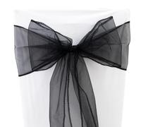 Time to Sparkle 30PCS 17x280cm Organza Chair Sashes Wider Fuller Cover Party Decoration Bow Sashes for Wedding -Black