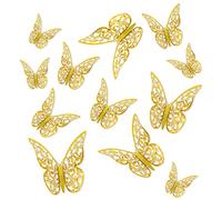 Time to Sparkle 36 Pcs Butterfly Decorations 3 Sizes 3D Butterfly Wall Party Decorations Birthday Decorations for Crafts Cake Decorating Wall Stickers Room Decor for Baby Shower Gold