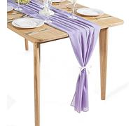 Time to Sparkle 3PCS 10FT Chiffon Table Runner Wedding Decor 28x120 inches Gauze Table Runner Rustic Sheer Table Decor for Romantic Bridal Shower Baby Shower Birthday Party Lanvender