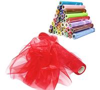 Time to Sparkle 3PCS 10M X 70CM Organza Roll Sash Fabric Chair Cover Bows Table Runner Sashes Swags for Wedding Party (Red)
