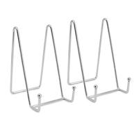 Time to Sparkle 4 Pack Metal Frame Holder 5.51 Inch Plate Holder Display Stand Metal Frame holder stand for Picture, Decorative Plate, Book, Photo Easel Silver