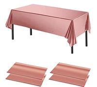 Time to Sparkle 4 Pack Plastic Tablecloths - Foil Rose Gold | 54" x 108" Plastic Dining Table Cloth Premium Rectangle Table Cover for Parties Wedding Banquet etc Indoor Or Outdoor