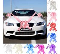 Time to Sparkle 5 Bows + 7M Ribbon Wedding Car Ribbon Decoration Kit Wrapping Large Bow (Baby Pink)