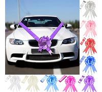 Time to Sparkle 5 Bows + 7M Ribbon Wedding Car Ribbon Decoration Kit Wrapping Large Bow (Purple)
