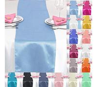 Time to Sparkle 5 Pack Satin Table Runners 12"x108"inch Chair Sashes Swags Wedding Party Table Decoration - Light Blue