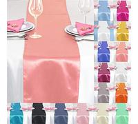 Time to Sparkle 5 Pack Satin Table Runners 12"x108"inch Chair Sashes Swags Wedding Party Table Decoration - Coral