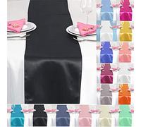 Time to Sparkle 5 Pack Satin Table Runners 12"x108"inch Chair Sashes Swags Wedding Party Table Decoration - Black