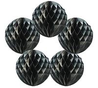 Time to Sparkle 5 Pack Tissue Paper Honeycomb Balls Table Centrepiece Lantern Garland Wedding Decoration | Ball-black, 4"(10cm) |