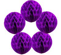 Time to Sparkle 5 Pack Tissue Paper Honeycomb Balls Table Centrepiece Lantern Garland Wedding Decoration | Ball-purple, 4"(10cm) |