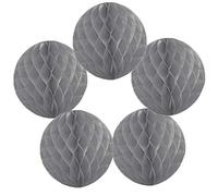 Time to Sparkle 5 Pack Tissue Paper Honeycomb Balls Table Centrepiece Lantern Garland Wedding Decoration | Ball-silver Grey, 4"(10cm) |