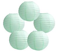 Time to Sparkle 5 Pack Tissue Paper Round Lanterns LampShade Lamp Shade Wedding Birthday Party Decoration | Mint Green, 24"(60cm) |