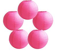 Time to Sparkle 5 Pack Tissue Paper Round Lanterns LampShade Lamp Shade Wedding Birthday Party Decoration | Rose Red, 24"(60cm) |