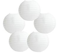 Time to Sparkle 5 Pack Tissue Paper Round Lanterns LampShade Lamp Shade Wedding Birthday Party Decoration | White, 30"(75cm) |