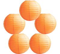 Time to Sparkle 5 Pack Tissue Paper Round Lanterns LampShade Lamp Shade Wedding Birthday Party Decoration | Orange, 24"(60cm) |