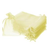 Time to Sparkle 50 Pack Organza Gift Bags Wedding Party Favour Jewellery Packing Pouches, Light Yellow, 13x18cm