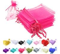 Time to Sparkle 50 Pcs Organza Gift Bags - Hot Pink 10x15cm
