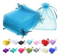 Time to Sparkle 50 Pieces Pouches Organza Gift Bags Oragnza Wedding Favour Bags Jewellery Packing (Aqua, 5x7cm)