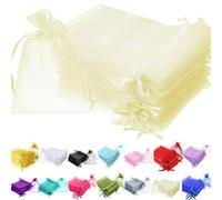 Time to Sparkle 50 Pieces Pouches Organza Gift Bags Oragnza Wedding Favour Bags Jewellery Packing (Ivory, 7x9cm)