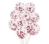 Time to Sparkle 50pcs 12'' Confetti Party Latex Balloons for Birthday Wedding Shower Christmas Decorations, Confetti-Red