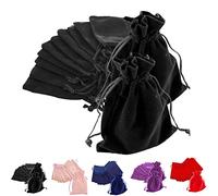 Time to Sparkle 50pcs 12x17cm Velvet Drawstring Bags Velvet Pouches for Jewelry Gift Packaging Wedding, Black