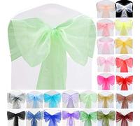 Time to Sparkle 50pcs 22x280cm Spearmint Organza Sashes | Wider Sash Fuller Bows Chair Cover Bows Sash for Wedding Party Birthday Decoration