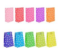 Time to Sparkle 50PCS Party Bag Kraft Paper with 70 Stickers Kids Party Gift Sweet Bags for Class Party Favors Girls Boys Birthday Wedding Christmas Halloween, 130X80X240mm, Large Dot-Colourful