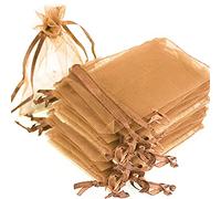 Time to Sparkle 50pcs Pouches Organza Gift Bags Oragnza Wedding Party Favour Jewellery, 30x40cm, Chocolate