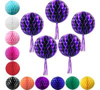 Time to Sparkle 5pcs Halloween Tissue Paper Honeycomb Balls Tissue Paper Fan Snowflake For Garland Decoration | Purple&Black