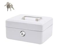 Time to Sparkle 6 Inch Small Lock Box Money Safe with Tray (White)