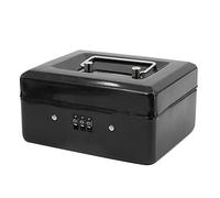 Time to Sparkle 6 inch Small Security Lock Box with Coin Tray Metal Material with Stainless Steel Handle 15 * 12 * 9cm Gloss Black