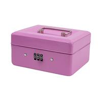 Time to Sparkle 6 inch Small Security Lock Box with Coin Tray Metal Material with Stainless Steel Handle 15 * 12 * 11cm Pink