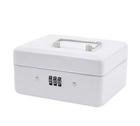 Time to Sparkle 6 inch Small Security Lock Box with Coin Tray Metal Material with Stainless Steel Handle 15 * 12 * 10cm White