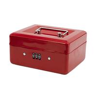 Time to Sparkle 6 inch Small Security Lock Box with Coin Tray Metal Material with Stainless Steel Handle 15 * 12 * 12cm Red