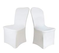 Time to Sparkle 6 Pack Chair Cover Flat Front (White) | Spandex Lycra Stretch Slipcovers Dining Chair Cover Wedding Banquet Party