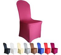 Time to Sparkle 6 Pack Chair Covers Spandex Lycra Stretch Slipcovers Dining Chair Cover Wedding Banquet Party Flat Front (Burgundy)