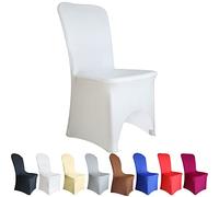 Time to Sparkle 6 Pack Chair Covers Spandex Lycra Stretch Slipcovers Dining Room Wedding Banquet Party Arched Front (White Arched)