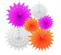 Time to Sparkle 6 Pack Mix Tissue Paper Fan Party Fan Snowflake Christmas Wedding Decoration Fan Mix-Orange Shade