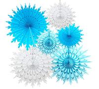Time to Sparkle 6 Pack Mix Tissue Paper Fan - Party & Wedding Decoration - Snowflake & Christmas Fan - Blue Shade