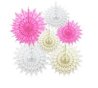 Time to Sparkle 6 Pack Mix Tissue Paper Snowflake Wedding Decoration - Christmas Party Fan Mix - Pink Shade