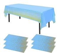 Time to Sparkle 6 Pack Plastic Tablecloths 54" x 108" Plastic Dining Table Cloth Premium Rectangle Table Cover for Parties Wedding Banquet etc Indoor Or Outdoor(Blue/Gold)