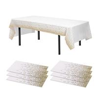 Time to Sparkle 6 Pack Plastic Tablecloths 54" x 108" Plastic Dining Table Cloth Premium Rectangle Table Cover for Parties Wedding Banquet etc Indoor Or Outdoor(White Gold)