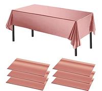 Time to Sparkle 6 Pack Plastic Tablecloths - Foil Rose Gold | 54" x 108" Plastic Dining Table Cloth Premium Rectangle Table Cover for Parties Wedding Banquet etc Indoor Or Outdoor